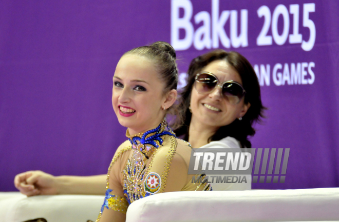 Azərbaycan gimnastı Marina Durunda Avropa Oyunlarında gümüş medal qazandı. Bakı, Azərbaycan, 21 iyun 2015 